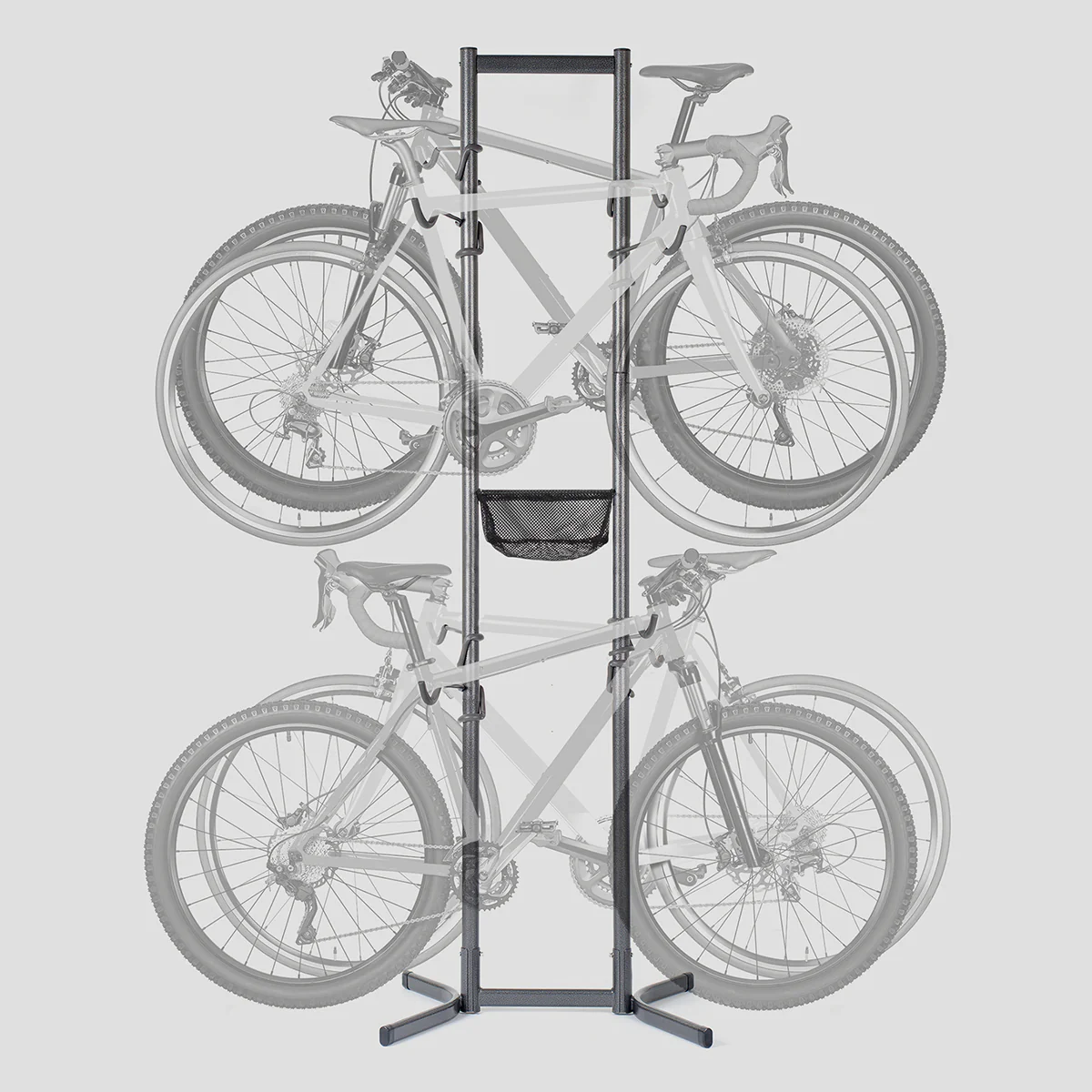 Four Bike Free-Standing Rack with Basket - Image 3
